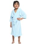 CREEVA Premium Melodious Unisex Hooded Children's Bathrobe - Cozy and Absorbent Robe with Adjustable Belt and Pocket for Kids Ages 12-13 Years (Sky Blue)