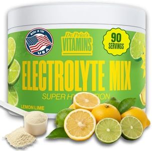 Dr. Price’s Electrolyte Mix | Sugar-Free Hydration Powder with 72+ Trace Minerals | No Sugar, Fast-Dissolving Electrolytes Powder Packets | Lemon-Lime, 90 Servings