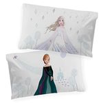 Jay Franco Disney Frozen Spirit of Adventure Glow in The Dark 2 Pack Reversible Pillowcases Features Elsa & Anna - Double-Sided Kids Super Soft Bedding (Official Disney Product)