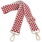 ROYGBCP Red Crossbody Straps for Purses Replacement Crossbody Wide Guitar Purse Strap for Handbags, Red Dot+gold Metal, width: 1.5''