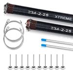 Pair of 2" Garage Door Torsion Springs - L/R Winding - Kit includes Replacement Set with 7' Garage Door Cable, 10 Roller Wheels, and 2 Winding Bars - Heavy Duty Parts and Hardware (0.234 x 2" x 25")