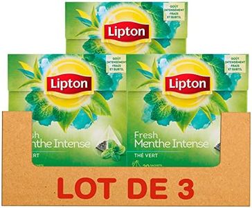Lipton Thé Vert Menthe Intense, Goût Intensément Frais & Subtil, Label Rainforest Alliance, 60 Sachets, Lot de 3x20 Sachets