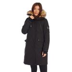 Alpine North Laurentian Women's Vegan Down Parka - Water Repellent, Windproof, Warm Insulated Winter Coat with Faux Fur Hood (X-Large, Black)