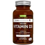 Pure & Essential, Vegan Vitamin D3, 1-Year Supply, 1000 iu, Natural Plant-Based Algae, Small Tablets for Kids & Adults