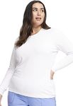 Infinity Women Long Sleeve Underscrub Knit Tee with Round Neckline and Center Back Length: 25 1/2" CK782, L, White