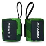 Kobo WTA-04 Camouflage Green Wrist Wraps with Thumb Loop - Professional Wrist Support Braces for Men and Women - Weight Liftingcross Fitnesspowerlifting Strength (CAMOUFLAGE-GREEN)