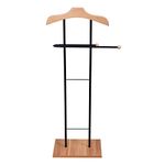 Loop Group Wood & Metal Suit Valet Floor Stand Garment Organizer Rack Coat & Pants Hanger (Wooden)