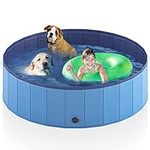 Heeyoo Foldable Dog Pool for Large Dogs, Portable Hard Plastic Dog Swimming Pool, Outdoor Collapsible Pet Bathing Tub for Dogs and Cats, 47 x 12 Inches