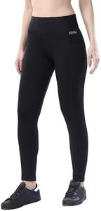 TRASA Active Yoga Pants for Womens Gym High Waist with 3 Pockets, Tummy Control, Workout Pants 4 Way Stretch Yoga Leggings - Black, Size - M