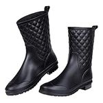 Women's Mid Calf Black Rain Boots W
