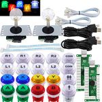 SJ@JX Arcade 2 Player Game Controller Stick DIY Kit LED Buttons with Logo MX Microswitch 8 Way Joystick USB Encoder Cable for PC MAME Raspberry Pi Color Mix