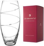 DIAMANTE Swarovski Barrel Flower Vase 'Toast Swirl' - Hand Cut Crystal Vase with Swarovski Crystals - 30cm