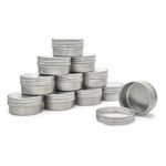 AVALON 15ml Aluminum Silver Metal Pots - Pack of 24 - Empty Small Mini Metal Tins for Paint, Pills, Nail Art, Lip Balms, Candles, Bead and Jewelry Storage - Small Travel Size 15ml Tins