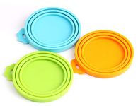 Comtim Pet Food Can Cover Silicone Can Lids for Dog and Cat Food(Universal Size,One fit 3 Standard Size Food Cans),Multi-Colored