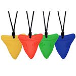 Sensory Chew Necklace for Kids and Adults, Shark Tooth Chew Necklaces for Boys Girls with Autism, ADHD, Fidgeting Needs, Sensory Chew Toys for Kids 4 Pack