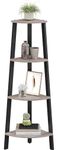 Corner Shelf Unit, 4-Tier Ladder Shelf for Living Room, Corner Tables for Hallway, Bookshelf or Plant Stand, Bookcase Shelving Rustic Industrial Accent Furniture (Greige+Black)