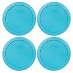 Pyrex Bundle - 4 Items: 7201-PC 4-Cup Surf Blue Plastic Food Storage Lids