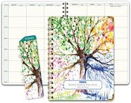 Elan Publishing Company HARDCOVER 7 Period Teacher Lesson Planner - Days Horizontally Across The Top with Bonus Clip-in Bookmark (Tree Seasons)