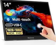 Showscren Portable Monitor 14 Inch Touchscreen Monitor, HDR IPS FHD 1920x1080 300cd/m² 10 Point Touch Display, USB C+HDMI+USB, Portable Screen for Laptop/PC/Mac/Xbox/PS4/5 Switch,Dual Speakers,VESA