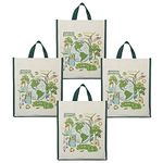 DOUBLE R BAGS Eco-Friendly, Reusable & Multi-Purpose Cotton Canvas Bag With Reinforced Handles For Kitchen Essentials Grocery, Fruits And Vegetables (Pack Of 4)