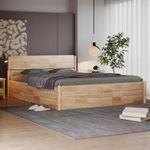 Wakefit Bed|King (78 X 72) Solid Wood Bed With Storage, 3 Year Warranty|- Mrudul-River Sand, Brown