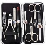 3 Swords Germany - brand quality 7 piece manicure pedicure grooming kit set for professional finger & toe nail care scissors clipper fashion leather case in gift box, Made by 3 Swords Germany (417)