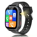 GPS Kids Smart Watch, 4G Phone Smart Watch for Kids with SOS/Call/WiFi GPS/Voice Vedio Chat, Class Mode, Alarm, Flashlight, Game, Passcode Lock, IP68 Kid Tracker Gift for Teen Boys Girls (Black)
