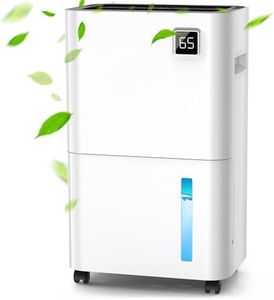 20L/Day (30°C/80% RH Conditions) Dehumidifiers for Home Damp, Quiet & Powerful Dehumidifier with Laundry Mode, Front LED Humidity Display, Lift up handle and 24 Hour Timer,Continuous Drainage