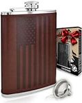 Leather American Flag Hip Flask - L