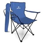 Green Haven Camping Folding Chair in Blue Lightweight Chair with 600D Polyester & Rip Stop | Heavy Duty Steel Frame Arm Chair with Cup Holder | Portable Chair for Outdoor & Camping