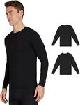 32 DEGREES Men's 2-Pack Performance Lightweight Thermal Baselayer Crewneck Top, Black/Black, Medium