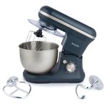 Salter EK5620BGRY Marino Baking Stand Mixer - 6 Speed Kitchen Mixer With Pulse, 5L Stainless Steel Mixing Bowl, Removable Splash Guard, Whisk, Dough and Beater Attachment, 1200W, Blue/Grey