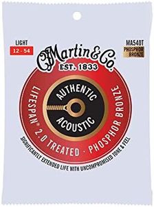 Martin Acoustic Guitar Strings, Lifespan 2.0 Treated, Light, Phosphor Bronze, 92/8, 6-String, Gauge: Light, Anti-Corrosion Treatment