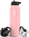 IRON °FLASK Sports Water Bottle - 1180 ml, 3 Lids (Straw Lid), Vacuum Insulated Stainless Steel, Double Walled, Thermo Mug, Metal Canteen (Rose)