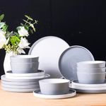 AmorArc Dinnerware Sets of 6, 18 Piece Plates and Bowls Set, Chip and Crack Resistant, Dishwasher & Microwave Safe Ceramic Dishes Set
