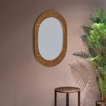 Creative Co-Op Oval Bamboo and Rattan Framed Wall Mirror, Natural