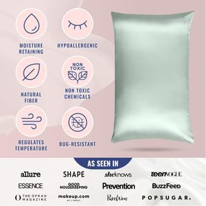 Blissy Silk Pillowcase, 100% Mulberry Silk 22 Momme – Standard, Matcha