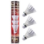 QICHUAN Whizz Premium Duck Feather Badminton Birdies, Badminton Shuttlecocks with Great Flight Stability for Recreational Play, White 12 Pack