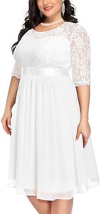 Plus Size White Dress Women Short Wedding Bride Bridal Shower Graduation Lace Semi-Formal Ivory Reception Flowy Dresses
