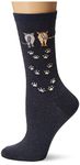 K. Bell Socks womens Cat Lover's Fun & Cute Novelty Crew Socks, Cat Tracks (Denim), Shoe Size: 2-8 UK