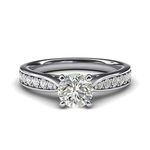 Women's Sterling Silver 1CT Classic 4-Prong Simulated Round Cut Diamond Engagement Ring With Graduated Side Stones (P)