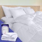 FluffCo Down Comforter / Hotel Comforter (Blended Material Comforter, Down + Eco Filling, All Season) (King)