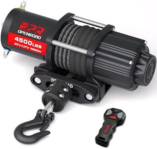 OPENROAD 4500 lb ATV/UTV Electric Winch, 12V IP67 Waterproof Off-Road Winch with 7/32" × 50' Synthetic Rope, Wireless Remote, and Mounting Bracket – Gray Rope