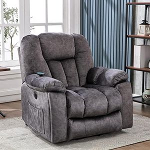ZYLOYAL10 Power Massage Lift Recliner Chair with Heat & Vibration for Elderly, Heavy Duty and Safety Motion Reclining Mechanism - Antiskid Fabric Sofa Contempoary Overstuffed Design (Dark Grey)