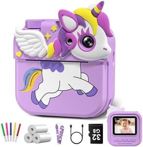 Macchina Fotografica Bambini Istantanea,Hangrui 12MP/1080P HD Fotocamera Bambini con Carta da Stampa e 32G,Fotocamera Digitale Stampa Istantanea, Regalo per Bambini dai 3-12 Anni-Viola
