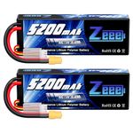 Zeee 2S Lipo Battery 5200mAh 7.4V 80C Battery with XT60 Plug Hard Case for 1/8 1/10 RC Vehicles Car Slash RC Buggy Truggy RC Airplane UAV Drone(2 Pack)