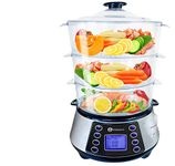 NaturoPure Food Steamer 11.5L Capacity, 3 Tier Electric Steamer, 6 Preset Cooking Mode,99 Minutes Timer & 800W Including a Rice Bowl