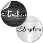 Recycle and Trash Stickers for Kitchen Trash Cans and Recycling Bins, Indoor Trash and Recycle Sticker Combo for Garbage Can Logo Symbol, 2 Decals Adhesives, 6.5 Inch Circle Decal for Outdoor