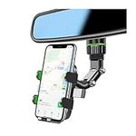 TSUGAMI Car Rearview Mirror Phone Holder, 360° Adjustable Phone Mount, Rotatable and Retractable Cellphone Holder for Rearview Mirror, Universal Mount for All Smartphones (Green)