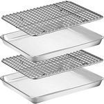 Umiten Baking Sheet & Rack [2 Sheet + 2 Rack], Stainless Steel Cookie Pan with Cooling Rack, Checkered Baking Sheet, Oven Safe Baking, Non Toxic, Heavy Duty, Easy Clean (12 x 10 x 1 inch)